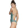 image:imageSpeedo Womens Swimsuit One Piece Endurance Turnz Tie Back PrintedHigh Neck Aqua