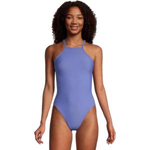 image:imageSpeedo Womens Swimsuit One Piece Endurance Turnz Tie Back SolidHigh Neck Baja Blue
