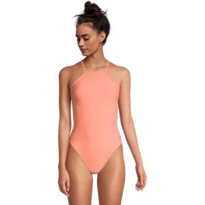image:imageSpeedo Womens Swimsuit One Piece Endurance Turnz Tie Back SolidHigh Neck Fusion Coral