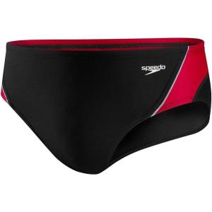 image:imageSpeedo Mens Poly Mesh Square Leg SwimsuitBlackRed Splice