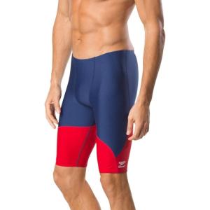 image:imageSpeedo Mens Swimsuit Jammer Endurance Splice Team Colors  Manufacturer DiscontinuedNavyRed Spark