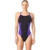 image:imageSpeedo Woemns Swimsuit One Piece Endurance Flyback Printed Adult Team ColorsSpark BlackPurple