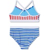 image:imageSpeedo Girls Swimsuit Two Piece Bikini SetMariner Stripe Cobalt