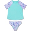 image:imageSpeedo Girls Uv Swim Shirt Short Sleeve Rashguard SetArctic Glass