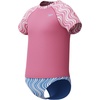image:imageSpeedo Girls Uv Swim Shirt Short Sleeve Rashguard SetWavy Stripe Pink LemonadePeriwinkle Blue