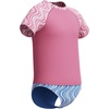 image:imageSpeedo Girls Uv Swim Shirt Short Sleeve Rashguard SetWavy Stripe Pink LemonadePeriwinkle Blue