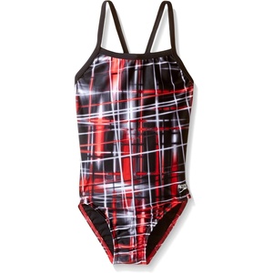 image:imageSpeedo Girls Powerflex Eco Laser Sticks Pulse Back SwimsuitLaser Speedo Red