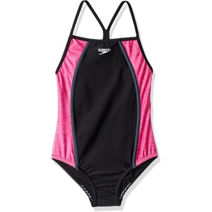 image:imageSpeedo Girls Swimsuit One Piece Thin StrapsHeather BlackPink