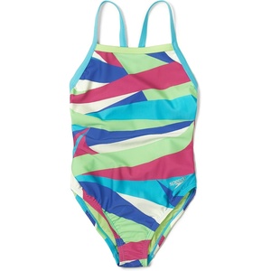 image:imageSpeedo Girls Swimsuit One Piece Thin StrapsWavy Paradise Green