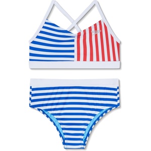 image:imageSpeedo Girls Swimsuit Two Piece Bikini SetMariner Stripe Cobalt