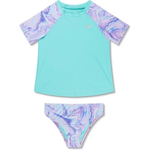 image:imageSpeedo Girls Uv Swim Shirt Short Sleeve Rashguard SetArctic Glass
