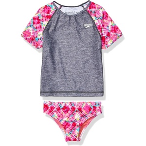 image:imageSpeedo Girls Uv Swim Shirt Short Sleeve Rashguard SetBright Pink