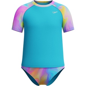 image:imageSpeedo Girls Uv Swim Shirt Short Sleeve Rashguard SetHula Blend