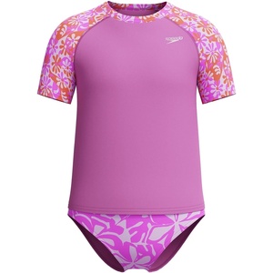 image:imageSpeedo Girls Uv Swim Shirt Short Sleeve Rashguard SetWavy Daisy