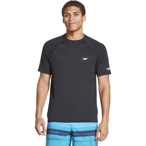 image:imageSpeedo Mens Uv Swim Shirt Short Sleeve Regular Fit SolidSpeedo Black