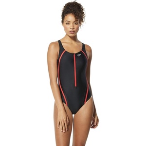 image:imageSpeedo Womens Swimsuit One Piece Creora Highclo Quantum Splice High Cut SolidMdZip Poppy Red