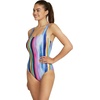 image:imageSpeedo Womens Swimsuit One Piece Adjustable Square Neck Contemporary CutRainbow Stripe