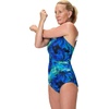 image:imageSpeedo Womens Swimsuit One Piece Endurance Shirred Tank Moderate CutAdj Glass Petals Anthracite