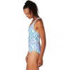 image:imageSpeedo Womens Swimsuit One Piece Thin Strap High CutTopography Swirl Dazzling Blue