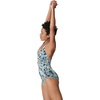 image:imageSpeedo Womens Swimsuit One Piece VNeck Shirred Halter Moderate CutAnimal Swirl Dark Ivy