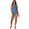 image:imageSpeedo Womens Swimsuit One Piece VNeck Shirred Halter Moderate CutHigh Neck Bold Animal