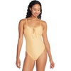 image:imageSpeedo Womens Swimsuit One Piece VNeck Strappy Back Contemporary CutTexture Summer Yellow