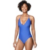 image:imageSpeedo Womens Swimsuit One Piece VNeck Halter Contemporary CutRoyal Blue