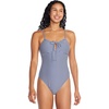 image:imageSpeedo Womens Swimsuit One Piece VNeck Strappy Back Contemporary CutTexture Cerulean Blue