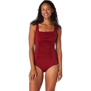 image:imageSpeedo Womens Swimsuit One Piece Endurance Shirred Tank Moderate CutRhubarb