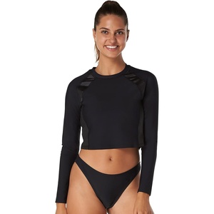 image:imageSpeedo Womens Uv Swim Shirt Long Sleeve RashguardCrop Sheen Speedo Black