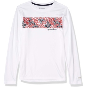 image:imageSpeedo Boys UV Swim Shirt Long Sleeve Tee GraphicBlueRed