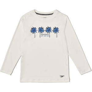 image:imageSpeedo Boys Uv Swim Shirt Long Sleeve Tee GraphicPalm Bright White