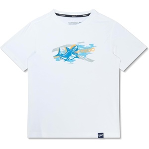 image:imageSpeedo Boys Uv Swim Shirt Short Sleeve Tee GraphicShark Bright White