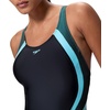 image:imageSpeedo Womens Swimsuit One Piece Creora Highclo Quantum Splice High Cut SolidRib AnthraciteAngelic Blue