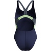 image:imageSpeedo Womens Swimsuit One Piece Creora Highclo Quantum Splice High Cut SolidRib PeacoatPale Clover