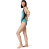 image:imageSpeedo Womens Swimsuit One Piece Creora Highclo Quantum Splice High Cut SolidRib Porcelain