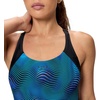 image:imageSpeedo Womens Swimsuit One Piece Creora Highclo Quantum Splice High Cut SolidTideway Wave Anthracite