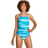 image:imageSpeedo Womens Swimsuit One Piece Prolt Flyer BackBlended Stripe Enamel Blue