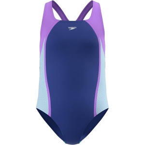 image:imageSpeedo Girls Swimsuit One Piece Mesh Splice Thick StrapMesh Blue Harmony