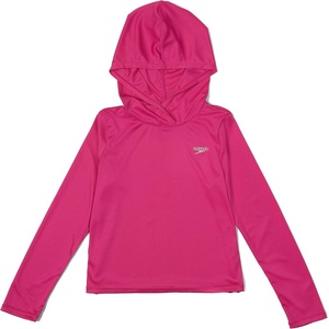 image:imageSpeedo Girls Uv Swim Shirt Long Sleeve RashguardHooded Rose Violet