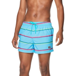 image:imageSpeedo Mens Swim Trunk Short Length Redondo StripedQuad Blue Atoll