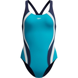 image:imageSpeedo Womens Swimsuit One Piece Creora Highclo Quantum Splice High Cut SolidFusion Mayan BluePeacoat