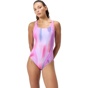 image:imageSpeedo Womens Swimsuit One Piece Creora Highclo Quantum Splice High Cut SolidNeon Violet Lani Blur