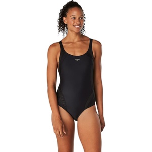 image:imageSpeedo Womens Swimsuit One Piece Creora Highclo Quantum Splice High Cut SolidSheen Speedo Black