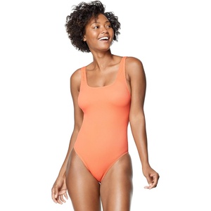 image:imageSpeedo Womens Swimsuit One Piece Logo Back Strap Contemporary CutRib Hot Coral