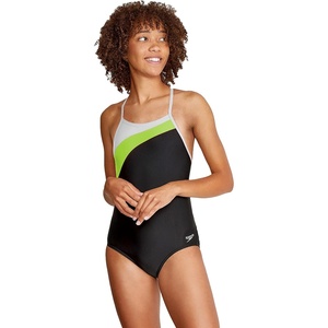 image:imageSpeedo Womens Swimsuit One Piece Prolt Flyer BackBlock Bright White