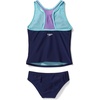 image:imageSpeedo Girls Swimsuit Two Piece Tankini Thick StrapTankini SetBlue Harmony Mesh