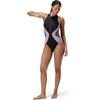 image:imageSpeedo Womens Swimsuit One Piece Hydraline Standard CutZip AnthraciteVintage Fog