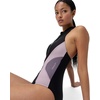 image:imageSpeedo Womens Swimsuit One Piece Hydraline Standard CutZip AnthraciteVintage Fog
