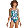 image:imageSpeedo Womens Swimsuit One Piece Prolt Volt Back PrintedMarble Blue Atoll